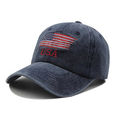 Vintage American Flag Embroidered Baseball Cap Adjustable Trucker Cap