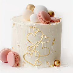 Wedding Anniversary Heart Cake Topper Golden Decorations