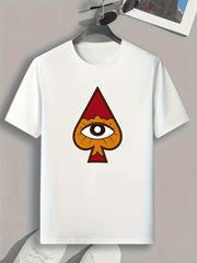 Symbol Pattern Print Men's Sports T-shirt, Comfy Graphic Tee