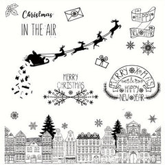 Christmas Clear Stamps For Card Making Santa Snowman Snowflake Blessing Words
