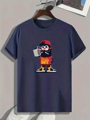 Cartoon Print Men's Tee for Summer Casual Wear