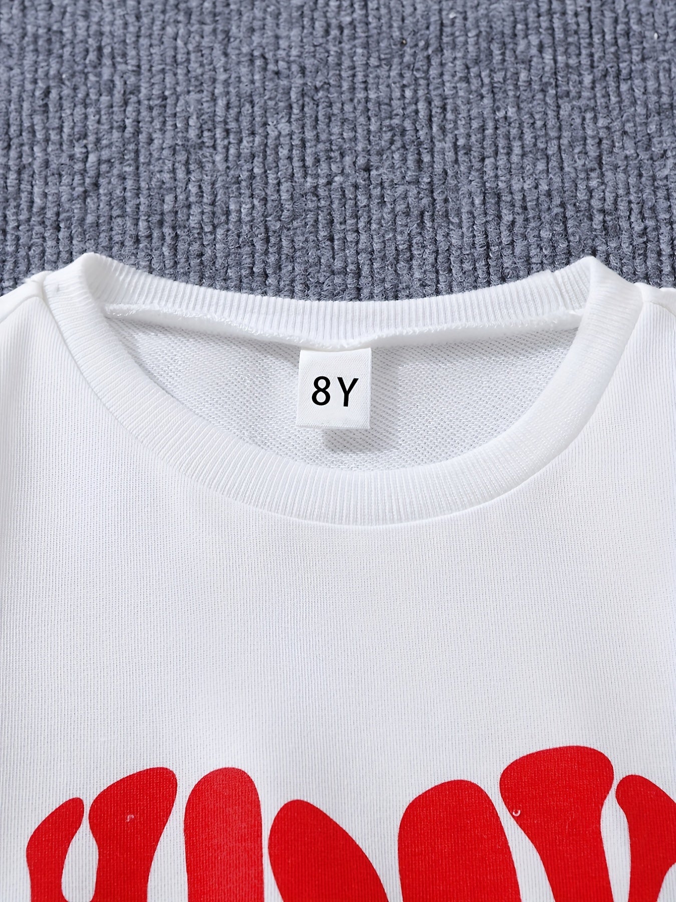 Happy Print Girl's 2pcs Sweatshirt & Sweatpants Set for Spring Fall