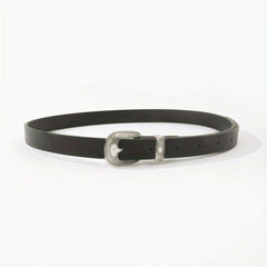 Vintage Craved Buckle Thin Belt PU Leather Casual Belt Pants Belt Dress Girdle