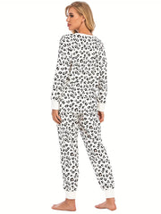 Leopard Print Lounge Set Long Sleeve Top & Pants