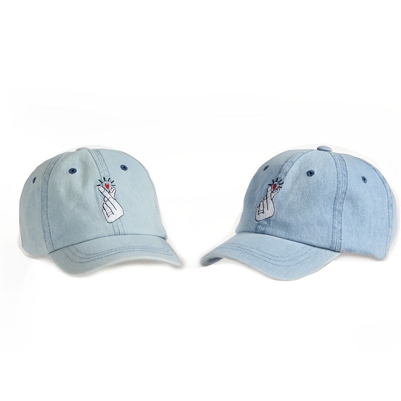 Kids Vintage Washed Embroidery Denim Cap for Sun Protection