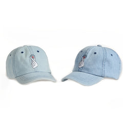 Kids Vintage Washed Embroidery Denim Cap for Sun Protection