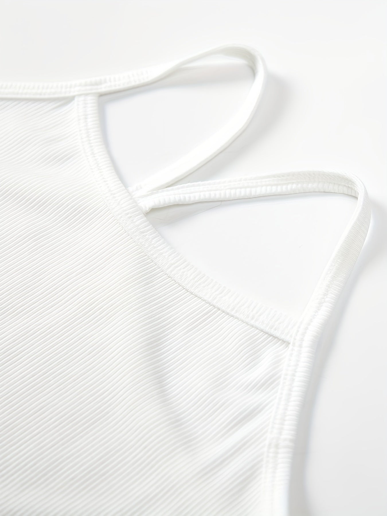 3pcs Solid Ribbed Cami Tops Cross Back Women's Lingerie