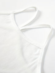 3pcs Solid Ribbed Cami Tops Cross Back Women's Lingerie
