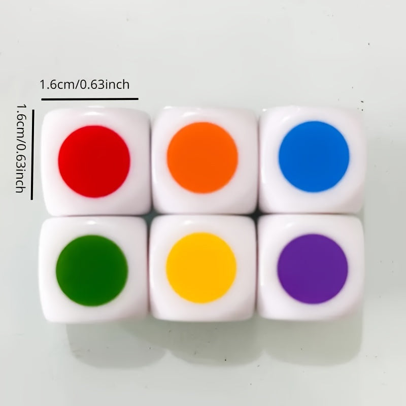 6 Sided Colorful Dot Dice 16mm Acrylic Dice Set for Family Party Game