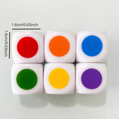 6 Sided Colorful Dot Dice 16mm Acrylic Dice Set for Family Party Game