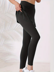 Sports Leggings Women's Plus Solid Wide Waistband High Stretch