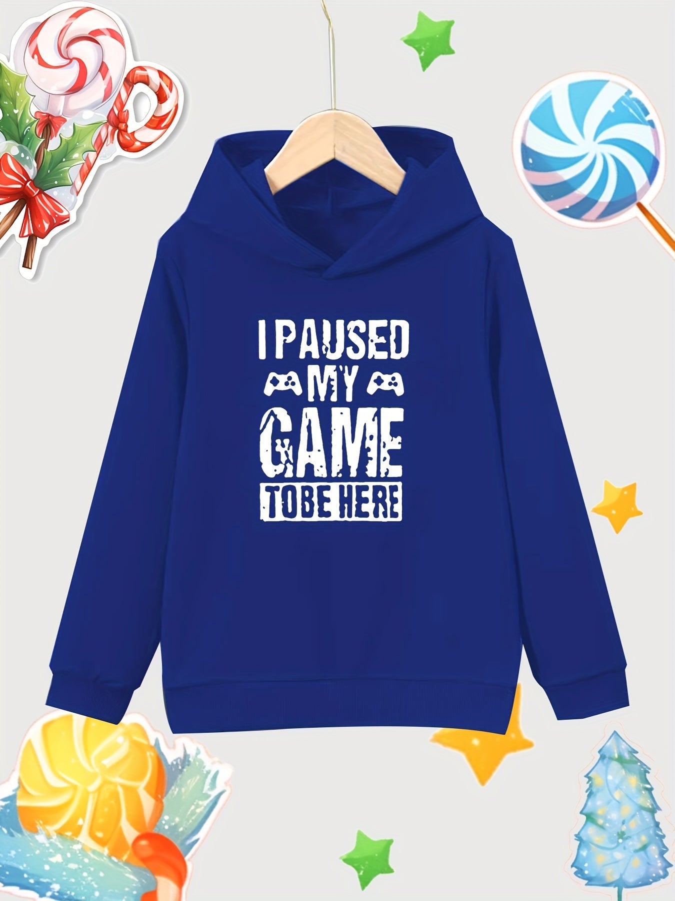 Paused Game To Be Here Print Girls Hooded Sweatshirt