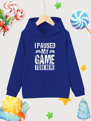 Paused Game To Be Here Print Girls Hooded Sweatshirt