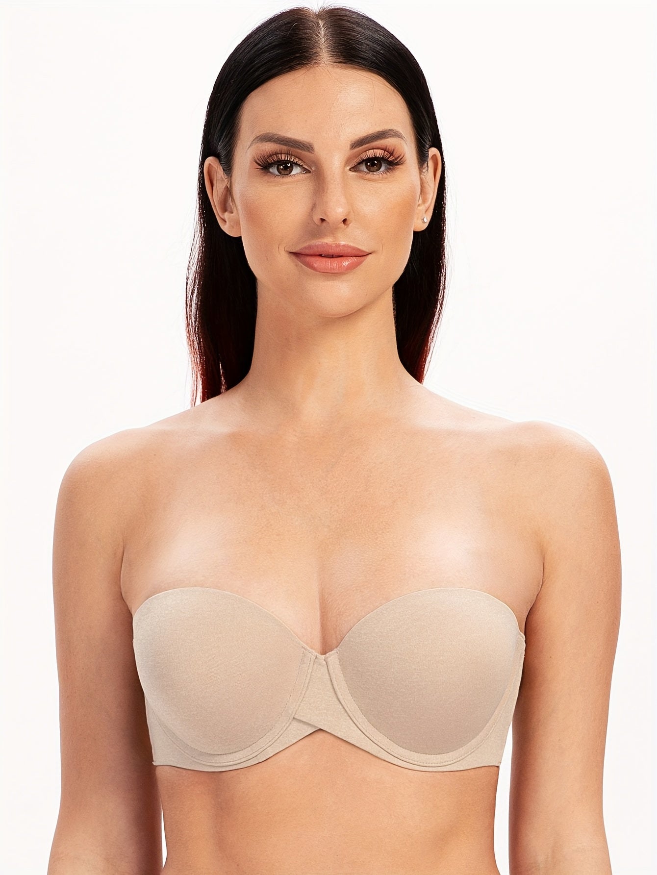Seamless Strapless Bandeau Bra Stretch Underwire Solid Everyday Bra