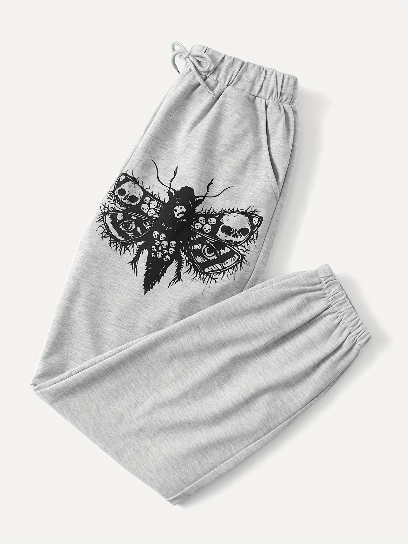 Butterfly Skull Graphic Sweatpants Halloween Athleisure