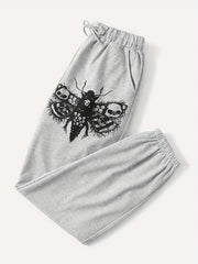 Butterfly Skull Graphic Sweatpants Halloween Athleisure