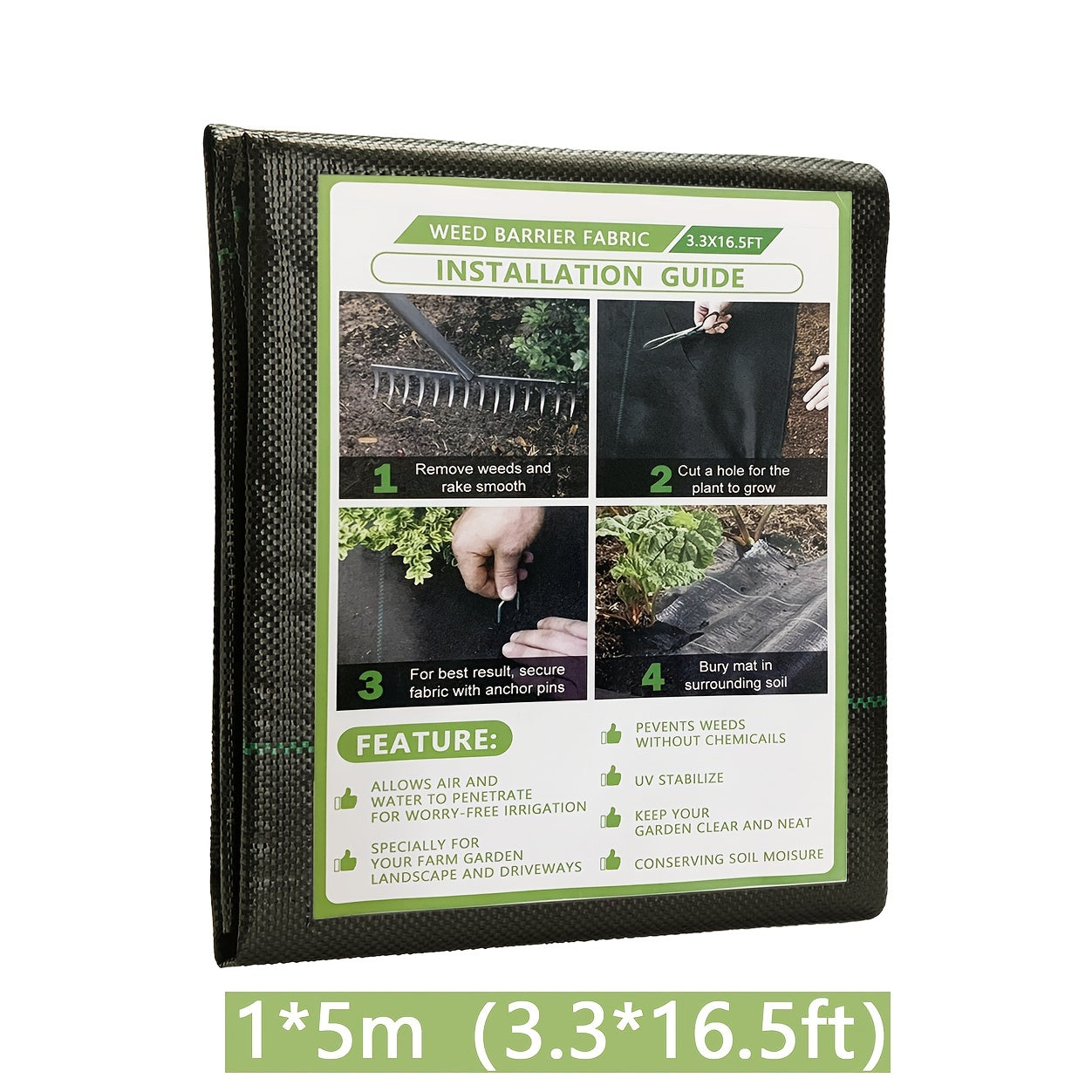 Heavy Duty Garden Weed Barrier Fabric - Eliminate Weeds Instantly