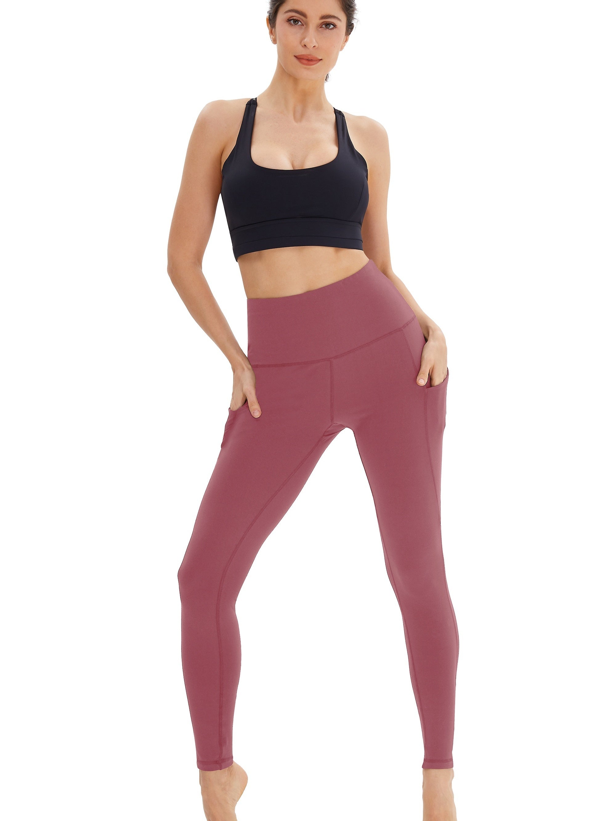 High Waisted Yoga Pants With Pockets Wide Waistband Leggings