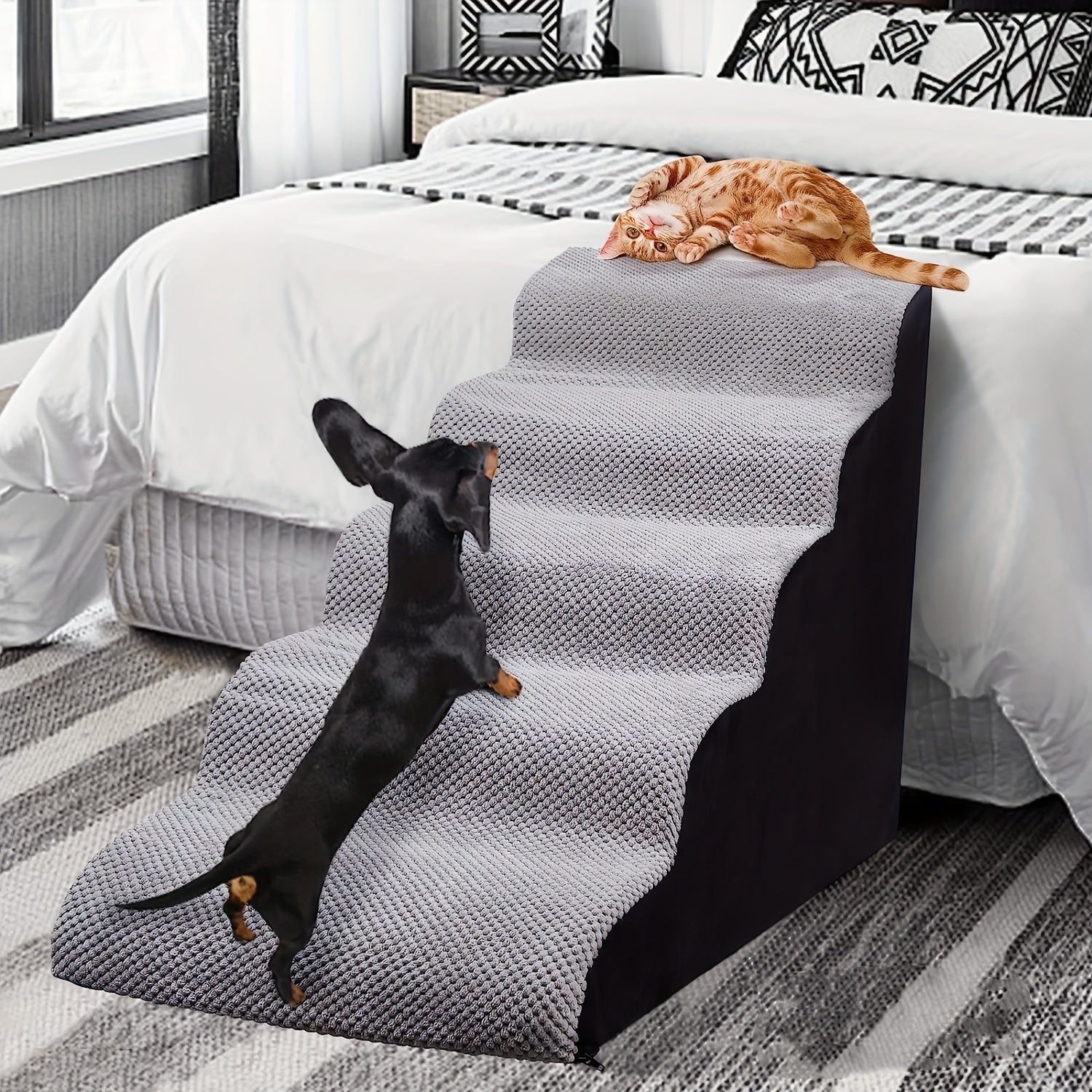 Pet Steps For Dogs And Cats 5 Tiers High Density Foam Dog Ramp
