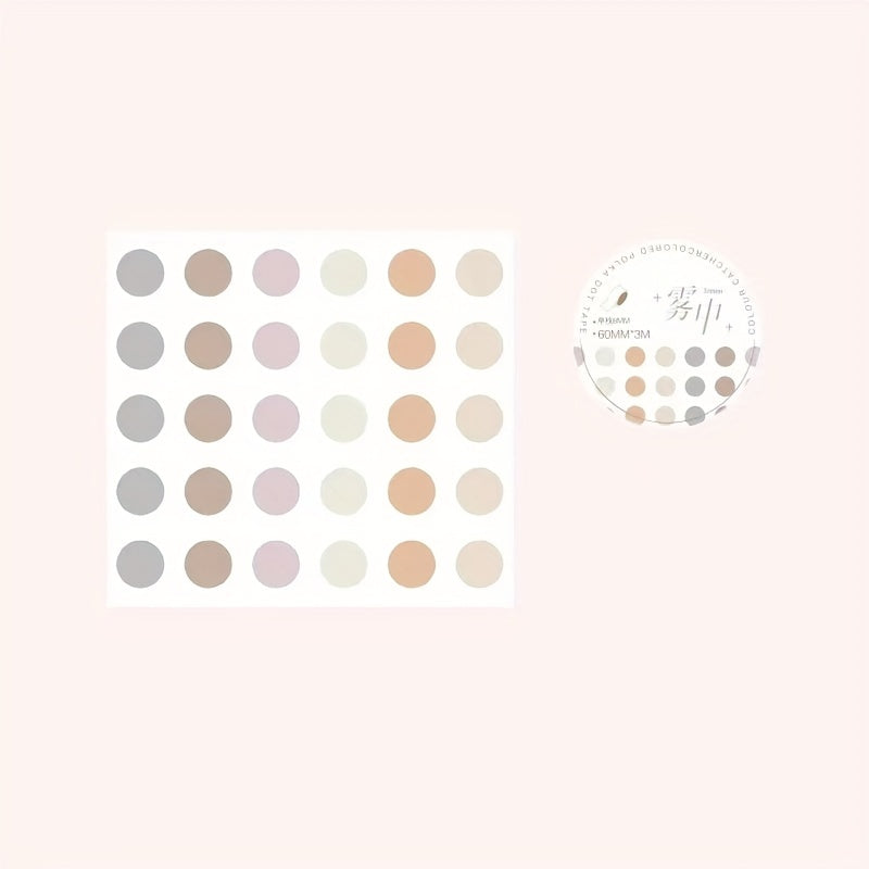 Light Salt Series Morandi Polka Dots Paper Tape Fresh Stickers