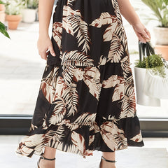 Women's Plus Tropical Print Smock Maxi Skirt