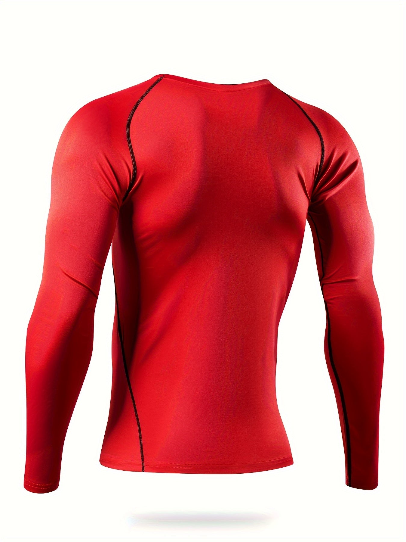 Men's Letter Print Compression Shirt Long Sleeve Athletic Baselayer