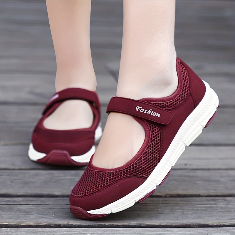 Women's Mesh Walking Shoes Hook And Loop Sneakers