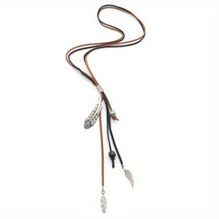 Boho Velvet Faux Leather Tassel Necklace