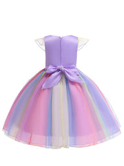 Girls Unicorn Mesh Princess Dress Formal Party Dress
