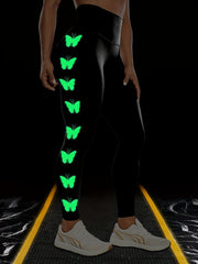 Ghost Printed Yoga Leggings for Halloween High Waist Workout Running