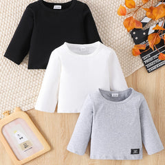 Baby 3pcs Letter Patched Detail Pullover Tops Sweatshirt