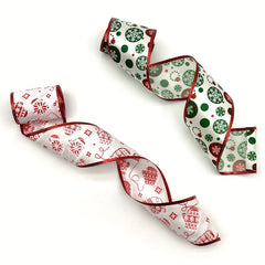 4.57m Christmas Candy Wired Edge Ribbon Red Candy Cane Fabric Craft Ribbon