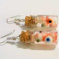 Funny Eyeball Earrings in Glass Bottle Halloween Gift