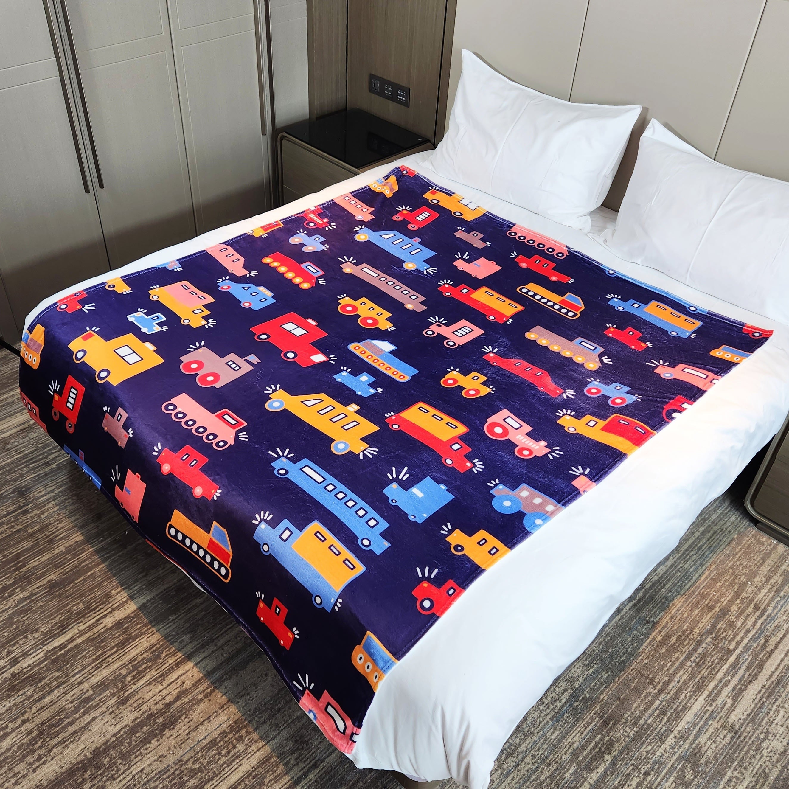 Cartoon Car Digital Printing Blanket Flannel Leisure Blanket