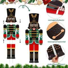 2pcs African American Nutcracker Yard Sign Christmas Outdoor Decor