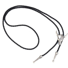 Vintage Leather Bolo Men's Tie Cow Skull Denim Tie