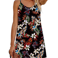 Floral Print Mini Dress Spaghetti Strap Summer Dress