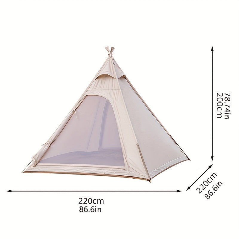 Portable Cotton Tent Outdoor Camping Pyramid Shaped Rainproof Canopy