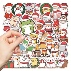50pcs Cute Christmas Animal Stickers - Holiday Party Decoration