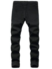 Men s Floral Embroidery Slim Fit Stretch Denim Jeans