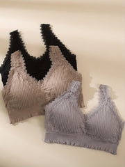3pcs Lace Wireless Bras Comfy & Stretch Women's Lingerie