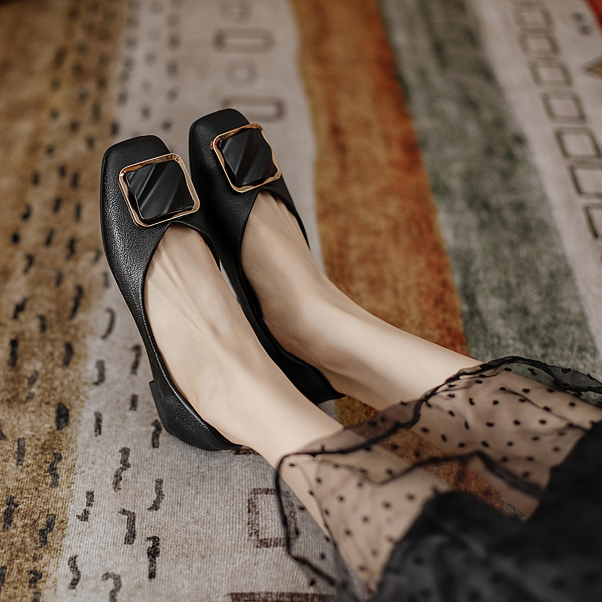 Women's Lightweight Slip-On Loafers Soft Sole Metal Buckle Decor