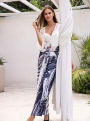 Animal Print Swimsuit Set with Sheer Cover Up Shirt