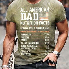 Dad Nutrition Facts Tee Men's Short Sleeve T-shirt Print Graphic Summer Clothes