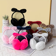 Vintage Bow Plush Earmuffs Soft Warm Winter Ear Muffs for Women
