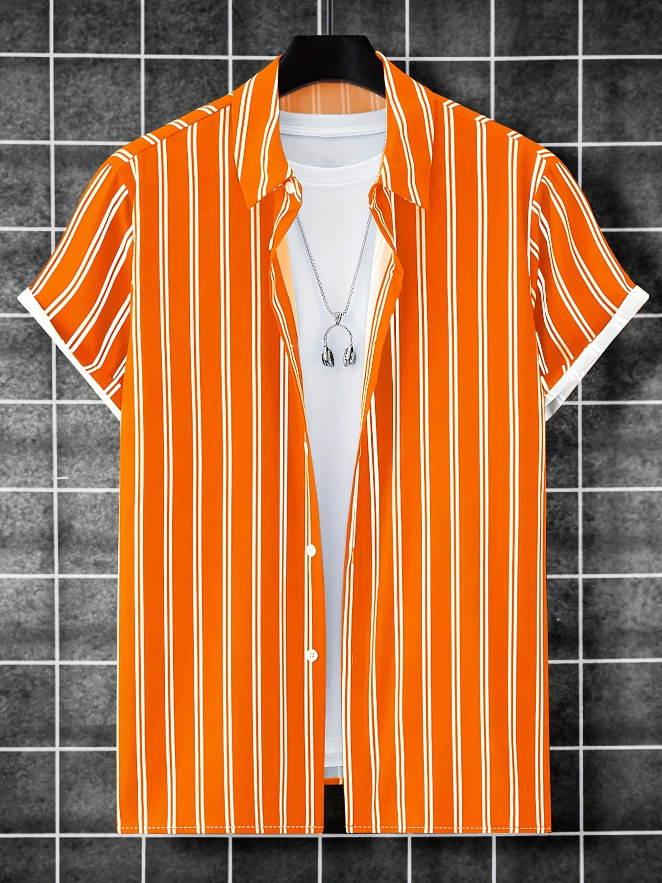 Men's Striped Print Casual Shirt for Summer
