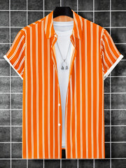 Men's Striped Print Casual Shirt for Summer