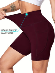 High Waist Sports Shorts with Pocket for Yoga Running
