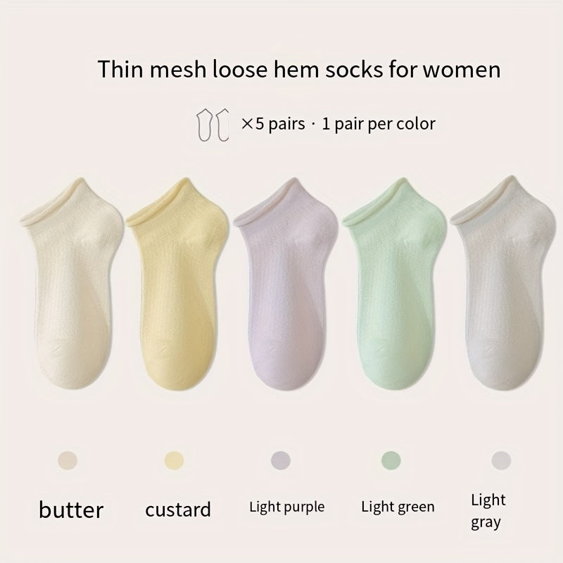 5 Pairs Solid Socks Women's Stockings & Hosiery