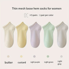 5 Pairs Solid Socks Women's Stockings & Hosiery